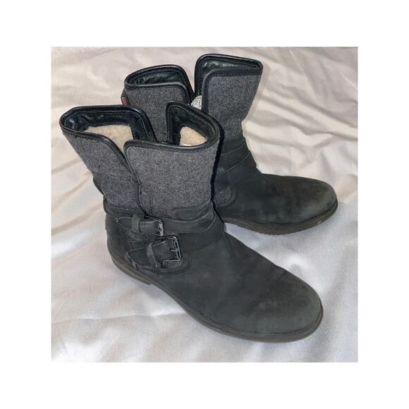 UGG Shoes - UGG Australia Nubuck Leather & Wool Ankle Moto Boots - Women's Size 8